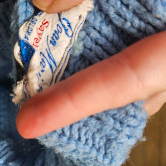 Joan Sweater / Vintage 1950's Baby Blue Knit Acrylic Sweater by Joan Marie - Picture 16 of 16